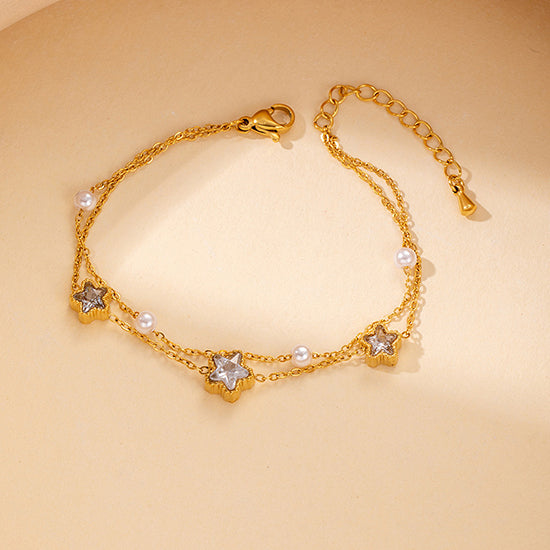 Zircon Bracelet Stainless Steel 18k Gold Plated Bracelet