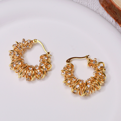 Wholesale French Retro Circle Zircon Earrings For Women