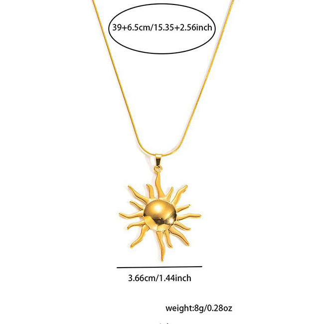 18k Gold Plated Niche Retro Sun Stainless Steel Necklace Wholesale